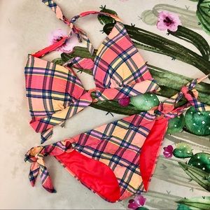 Victoria’s Secret Orange Plaid Bikini M